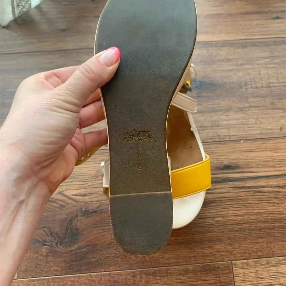 LAST CALL - Coach Yellow And White Platform Wedge Shoes - Picture 3 of 5